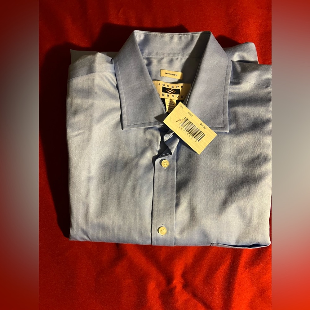 Joseph Abboud Non-Iron Twill 100% Cotton Dress Shirt, Blue